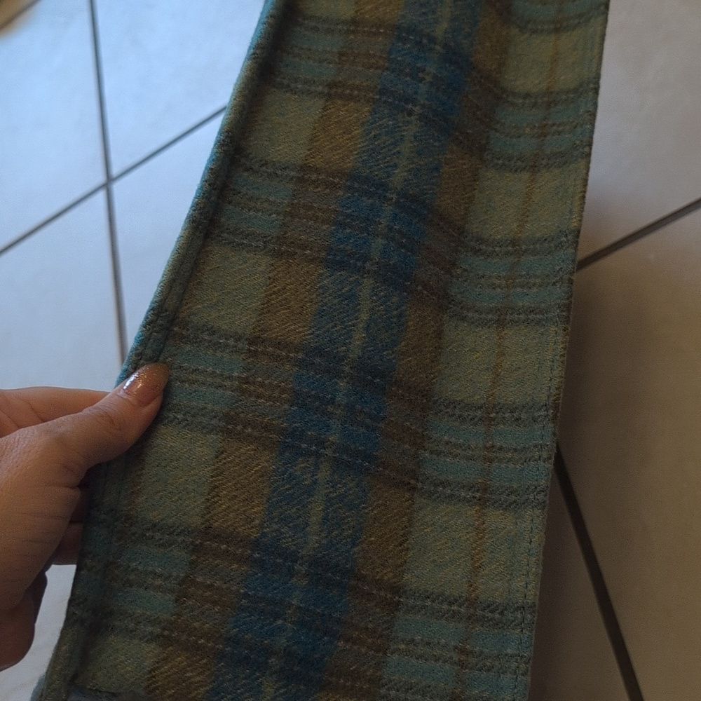 NWT Sandro Tartan Kasbah Wool Tote Blue And Green Large With Handles - Picture 9 of 16